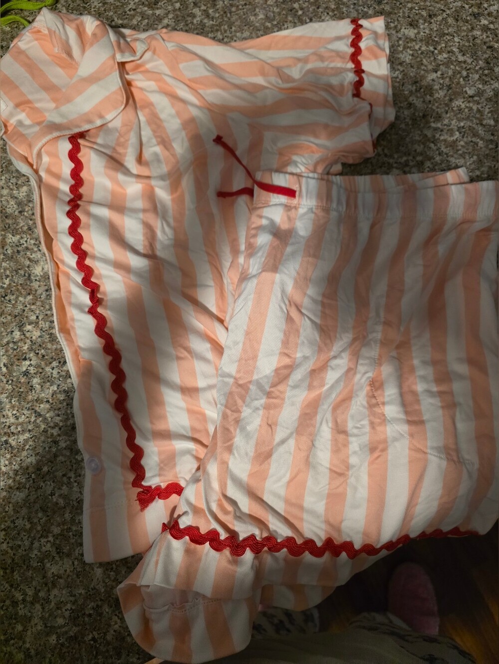 Like New Pink And White Striped Pajama Shorts Set